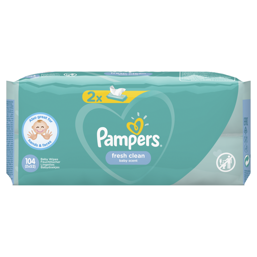 PAMPERS SERVETELE BABY FRESH CLEAN DUO PACK 2 X 52BUC