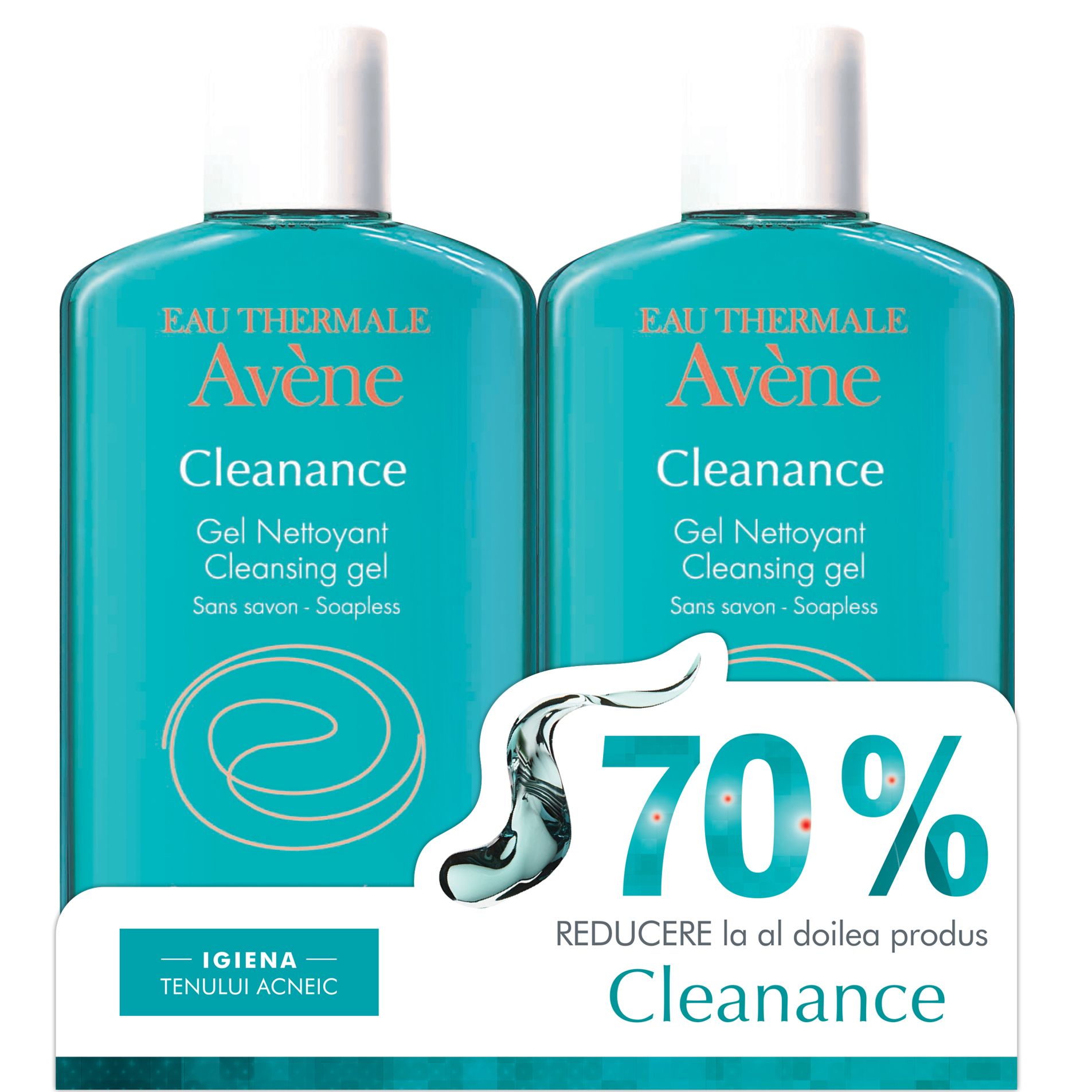AVENE CLEANANCE GEL DE CURATARE 200ML 1+1 70% REDUCERE LA AL 2-LEA PRODUS Avene imagine teramed.ro