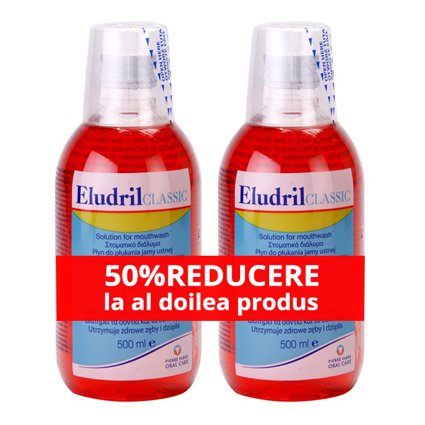 ELUDRIL APA DE GURA CLASSIC 500ML 1+1 50% REDUCERE LA AL 2-LEA PRODUS Pret Mic Eludril imagine noua