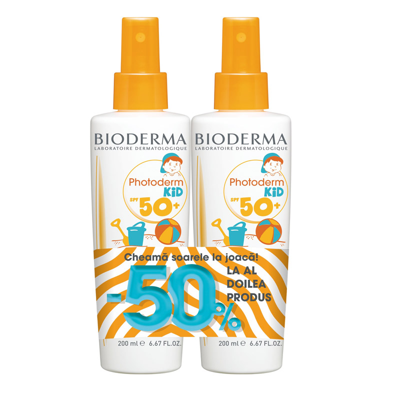 BIODERMA PHOTODERM KID SPRAY SPF50+ 200ML 1+1 50% REDUCERE LA AL-2-LEA PRODUS imagine 2021 Bioderma