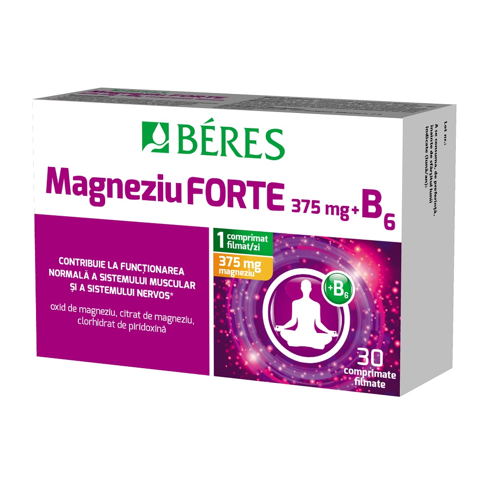 BERES MAGNEZIU FORTE + B6 30 COMPRIMATE FILMATE Pret Mic Beres imagine noua