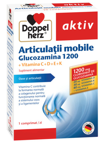 DOPPELHERZ AKTIV GLUCOZAMINA 1200 + VITAMINELE C+D+E+K 30 COMPRIMATE 1200 imagine noua