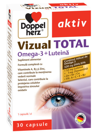 DOPPELHERZ AKTIV VIZUAL TOTAL OMEGA-3 + LUTEINA 30 CAPSULE Doppelherz imagine noua