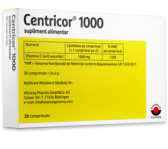 CENTRICOR 1000MG X 20 COMPRIMATE