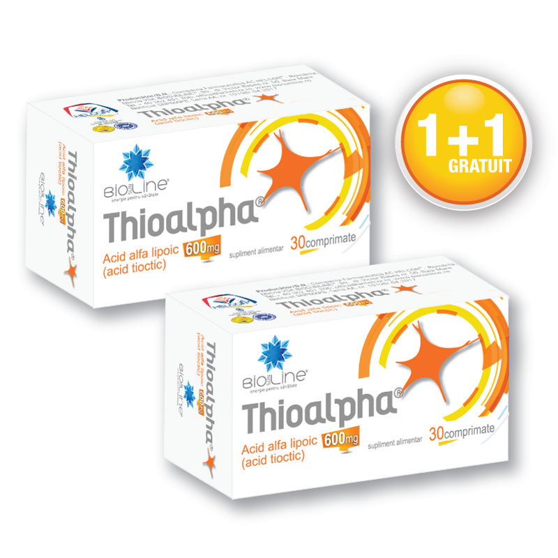 THIOALPHA 600MG X 30 COMPRIMATE HELCOR 1+1 GRATIS Pret Mic HELCOR imagine noua