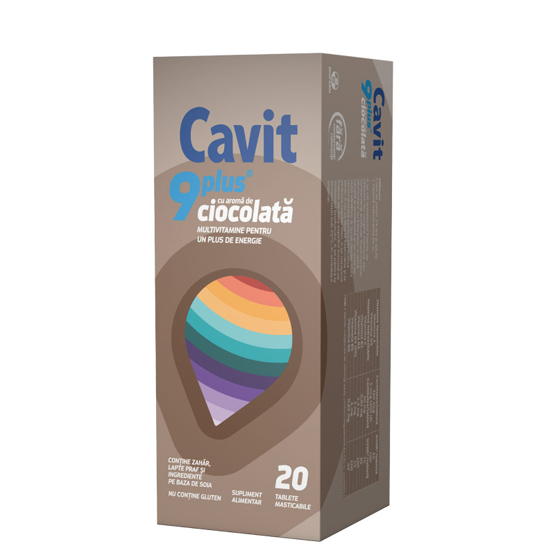 CAVIT 9 PLUS CIOCOLATA 20 TABLETE MASTICABILE Cavit poza 2022