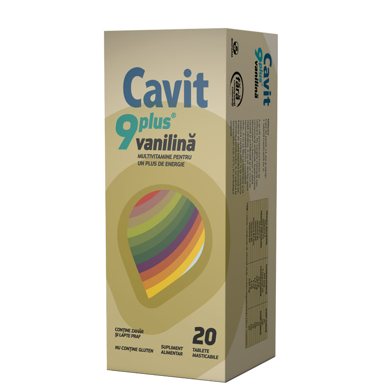 CAVIT 9 PLUS VANILINA 20 TABLETE MASTICABILE