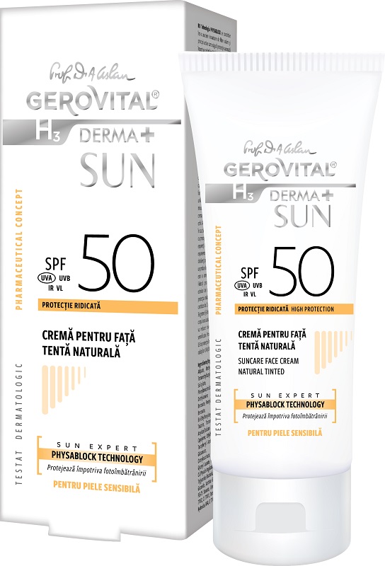 GEROVITAL H3 DERMA+ SUN 46770 CREMA FATA SPF50 TENTA NATURALA 50ML