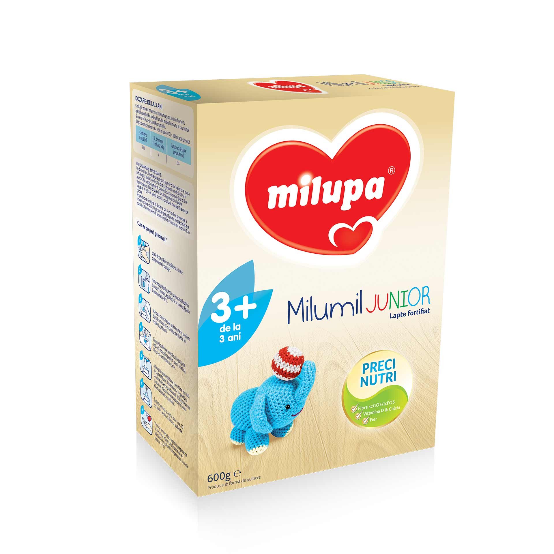 MILUPA MILUMIL JUNIOR 3+ LAPTE PRAF 600G Helpnet.ro