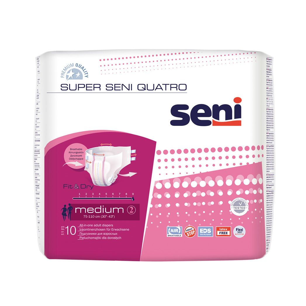 Poze SENI SUPER QUATRO MEDIUM SCUTECE INCONTINENTA 10BUC Helpnet.ro