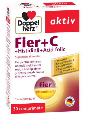 DOPPELHERZ AKTIV FIER + VITAMINA C + HISTIDINA + ACID FOLIC 30 COMPRIMATE Acid