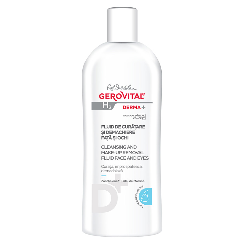 GEROVITAL H3 DERMA+ FLUID DE CURATARE SI DEMACHIERE FATA SI OCHI 200ML